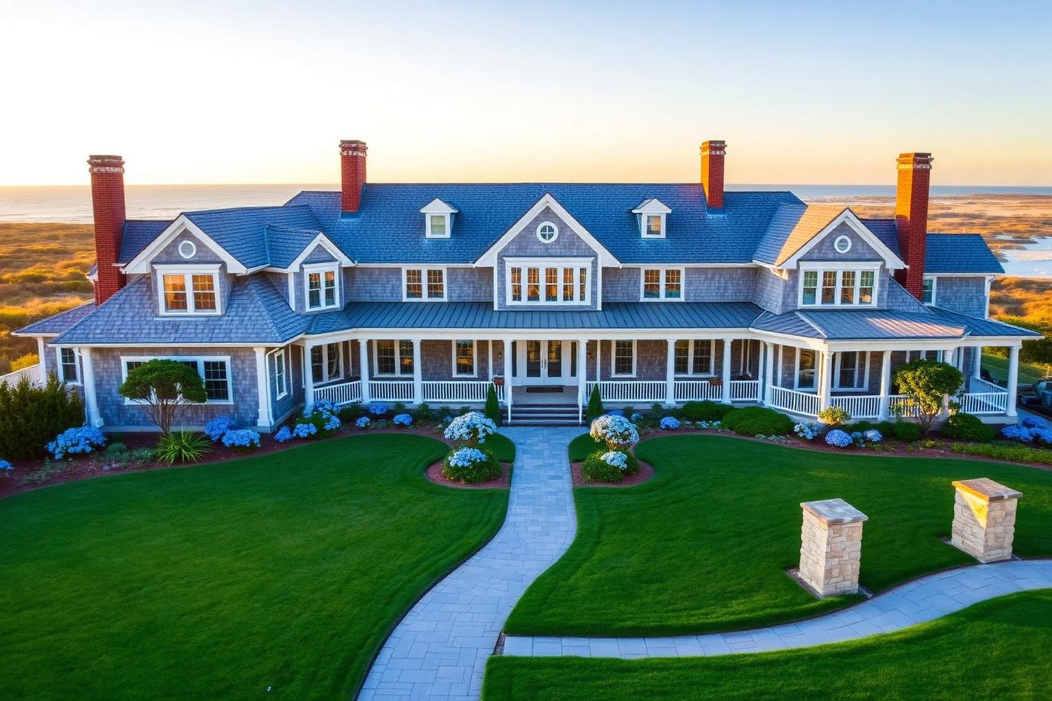 A stately Cape Cod estate at dusk